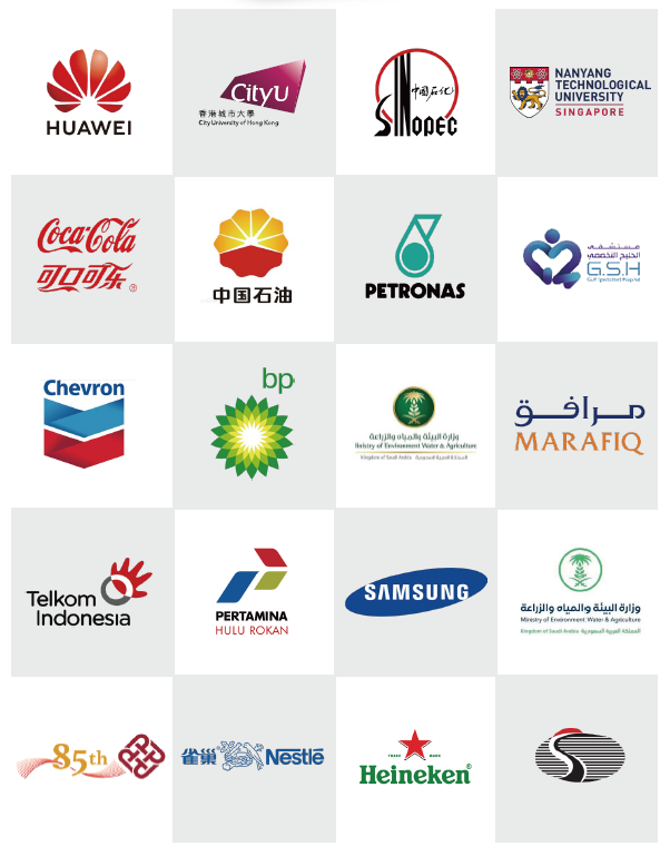 Logos of partner companies including Huawei, Coca-Cola, Samsung, and Nestlé